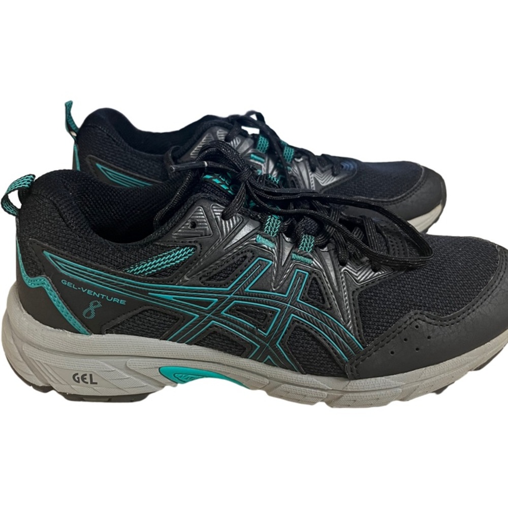 Asics Gel-Venture 8 Black and Teal Athletic Shoes - Picture 2 of 10